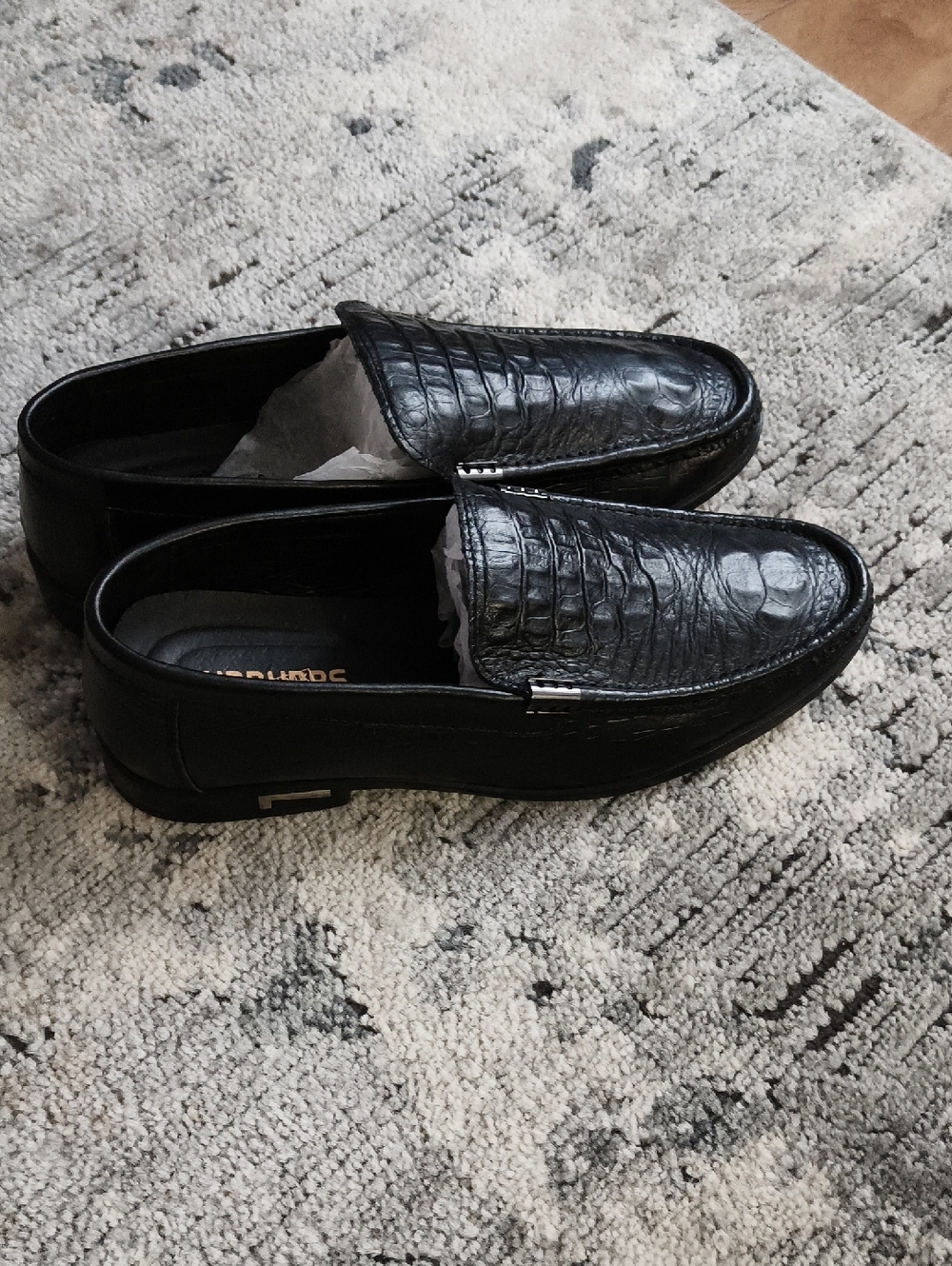 Black Crocodile-Texture Men’s Loafers